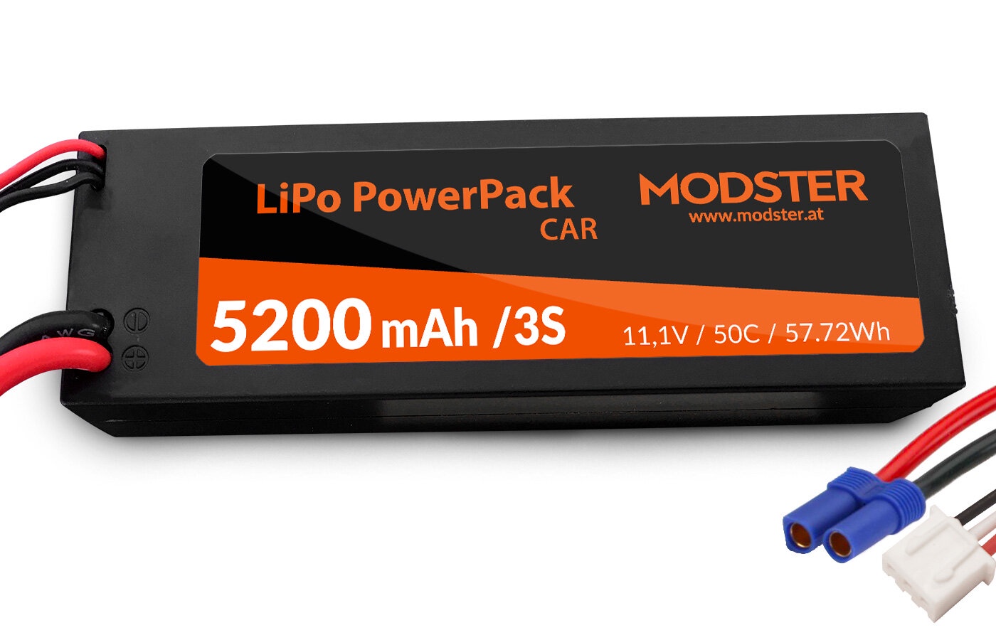 Modster LiPo Akku 3S 11,1V 5200 mAh 50C (EC5) PowerPack Car Hardcase MD11847