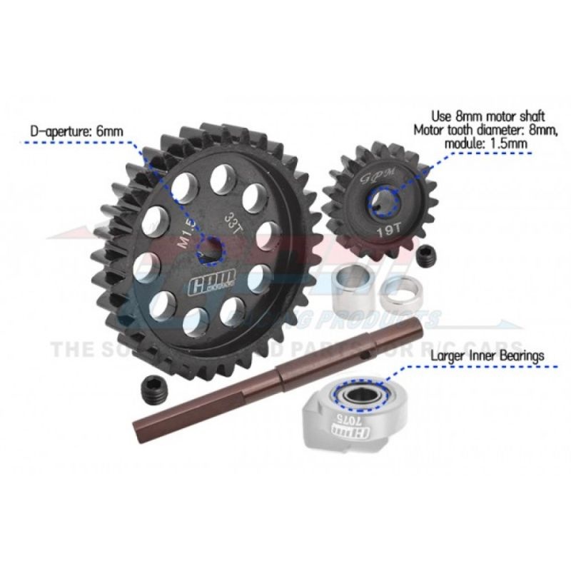 GPM Hauptzahnrad 40Cr Carbon-Stahl M1.5 33Z & Motorritzel 19Z TRX XRT, XMAXX TXM1933TSBK