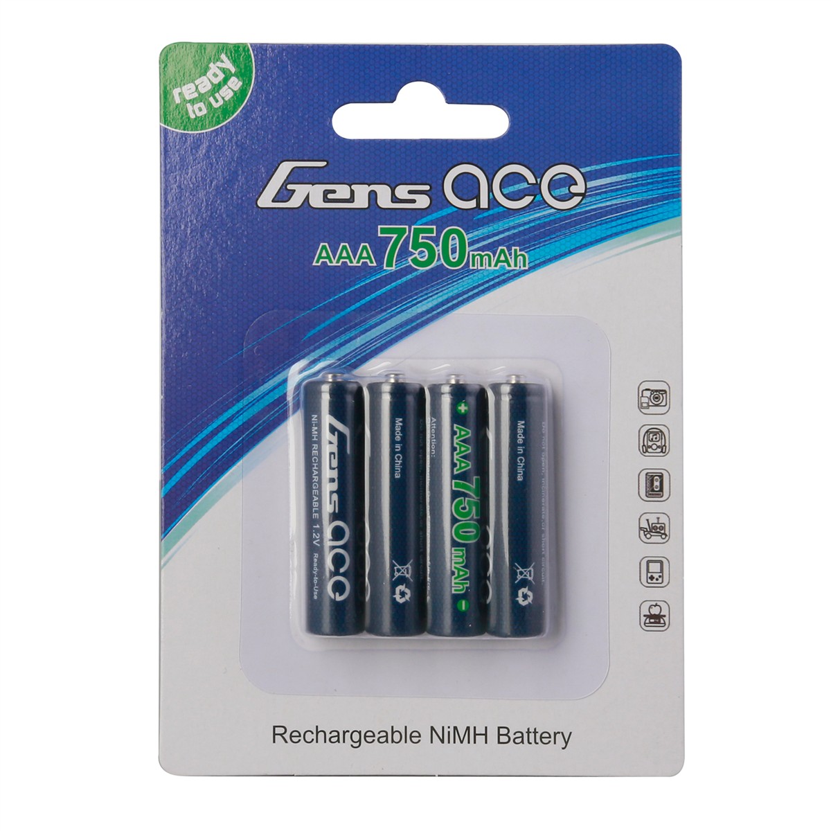 Gens Ace AAA NIMH 750mAh 1.2V Akku (4pcs) für Mini-Z GEANM7501S3A