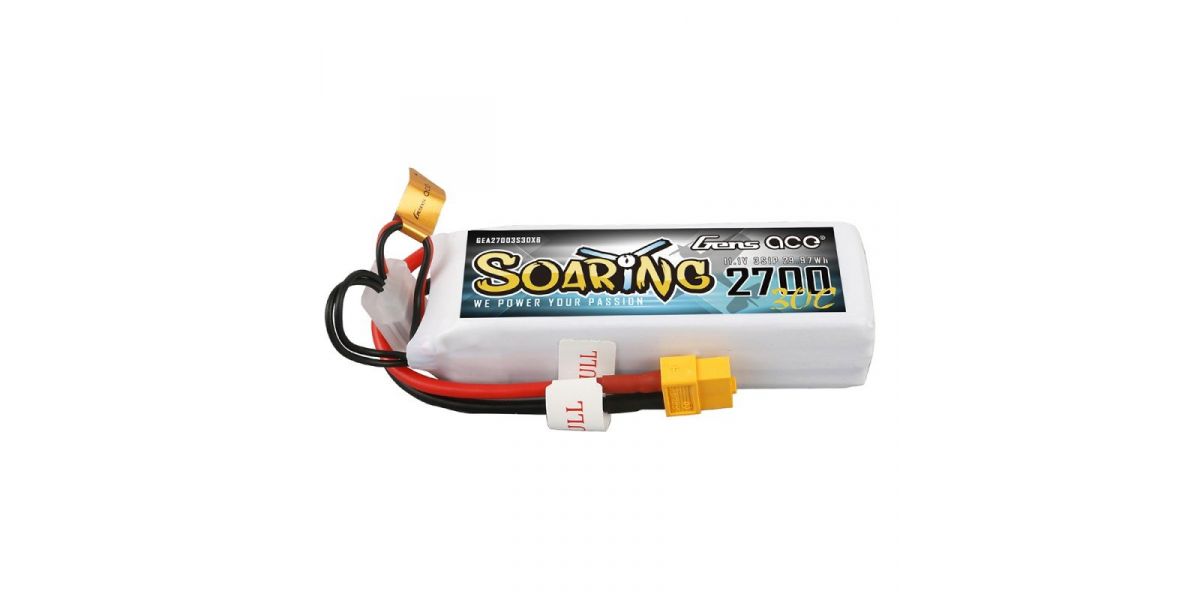 Gens ace Soaring LiPo 3S 11.1V-2700-30C(XT60) 103x34x25mm 190g GE1-2700S-3X6