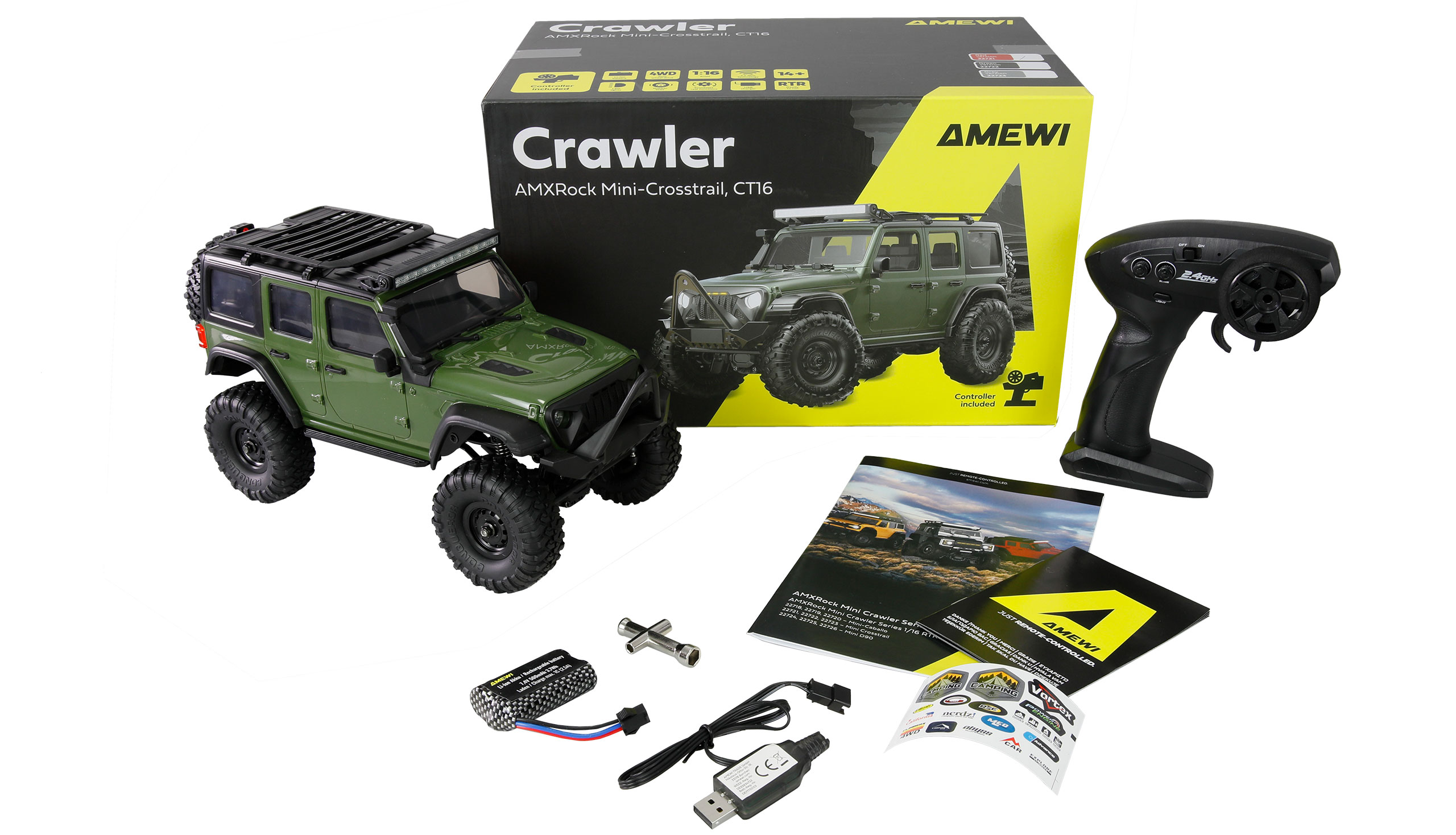 Amewi AMXRock Mini-Crosstrail Scale Crawler 4WD 1:16 RTR grün 22722