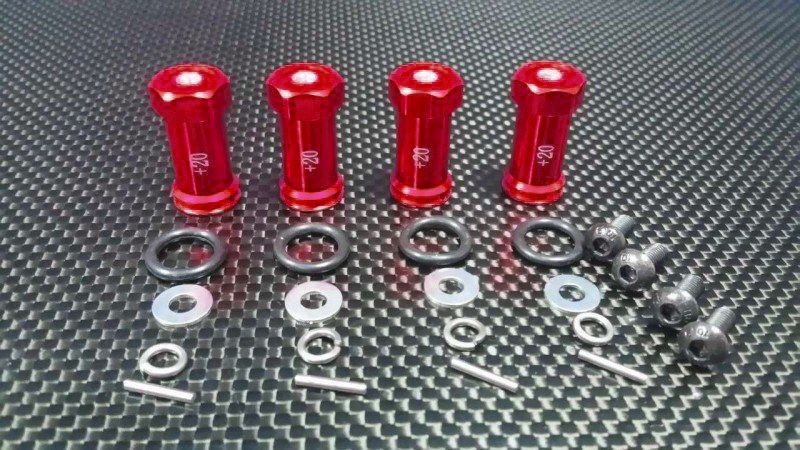 GPM Alu Hex Adapter eloxiert +20mm rot Traxxas 1/16 E-Revo