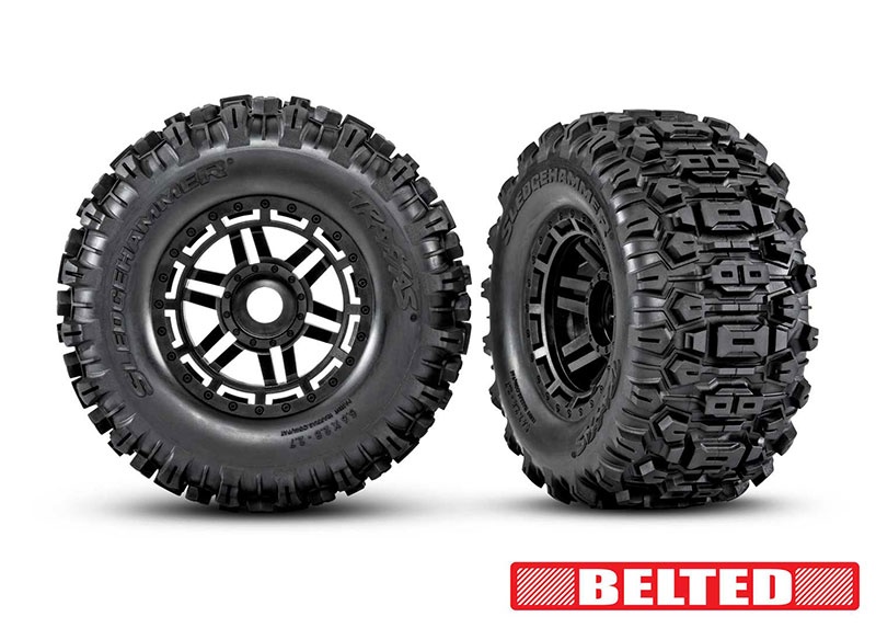 Traxxas Sledgehammer BELTED Reifen auf Felge schwarz 17mm (2) Maxx (TSM-rated) 8979