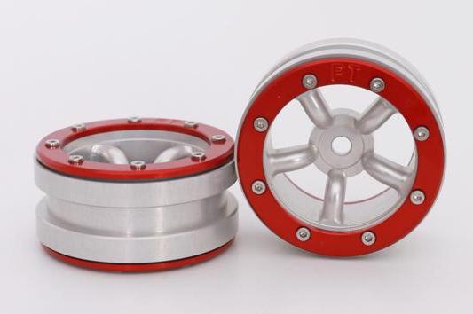 Metsafil Beadlock Wheels PT-Safari Silber/Rot 1.9 (2 St.)  MT0010SR
