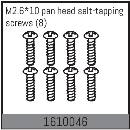 Absima M2.6*10 pan head selt-tapping screws (8 Pcs.) 1610046