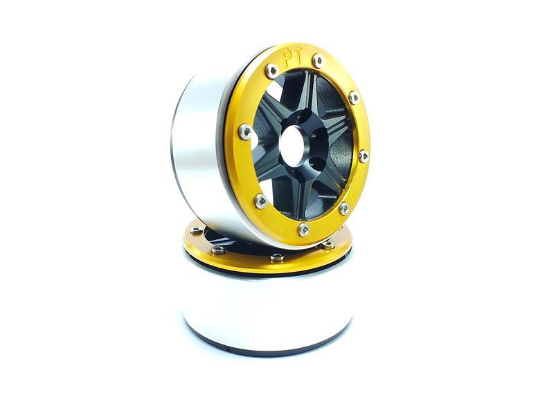 Metsafil Beadlock Wheels SIXSTAR schwarz/gold 1.9 (2 St.) ohne Radnabe MT5010BGO