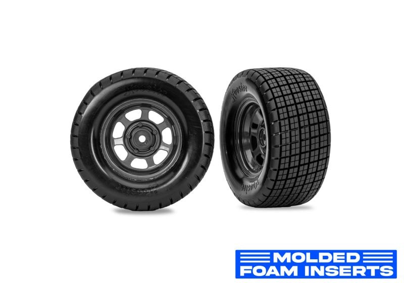 Traxxas Dirt Oval Hossier Reifen auf Felge grau (2) Slash Modified (2WD hinten) 10474R