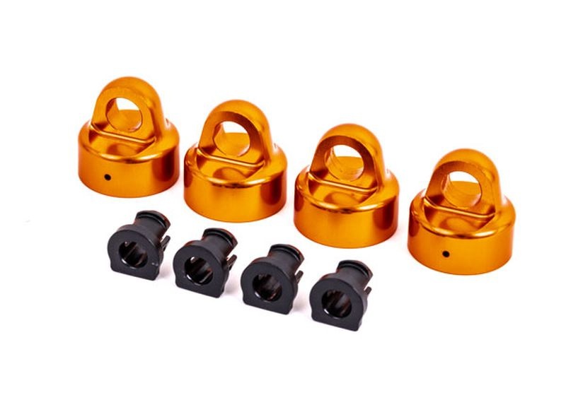 Traxxas GTX Dämpfer-Kappen Alu orange eloxiert + Spacer (je 4) für S 9664T