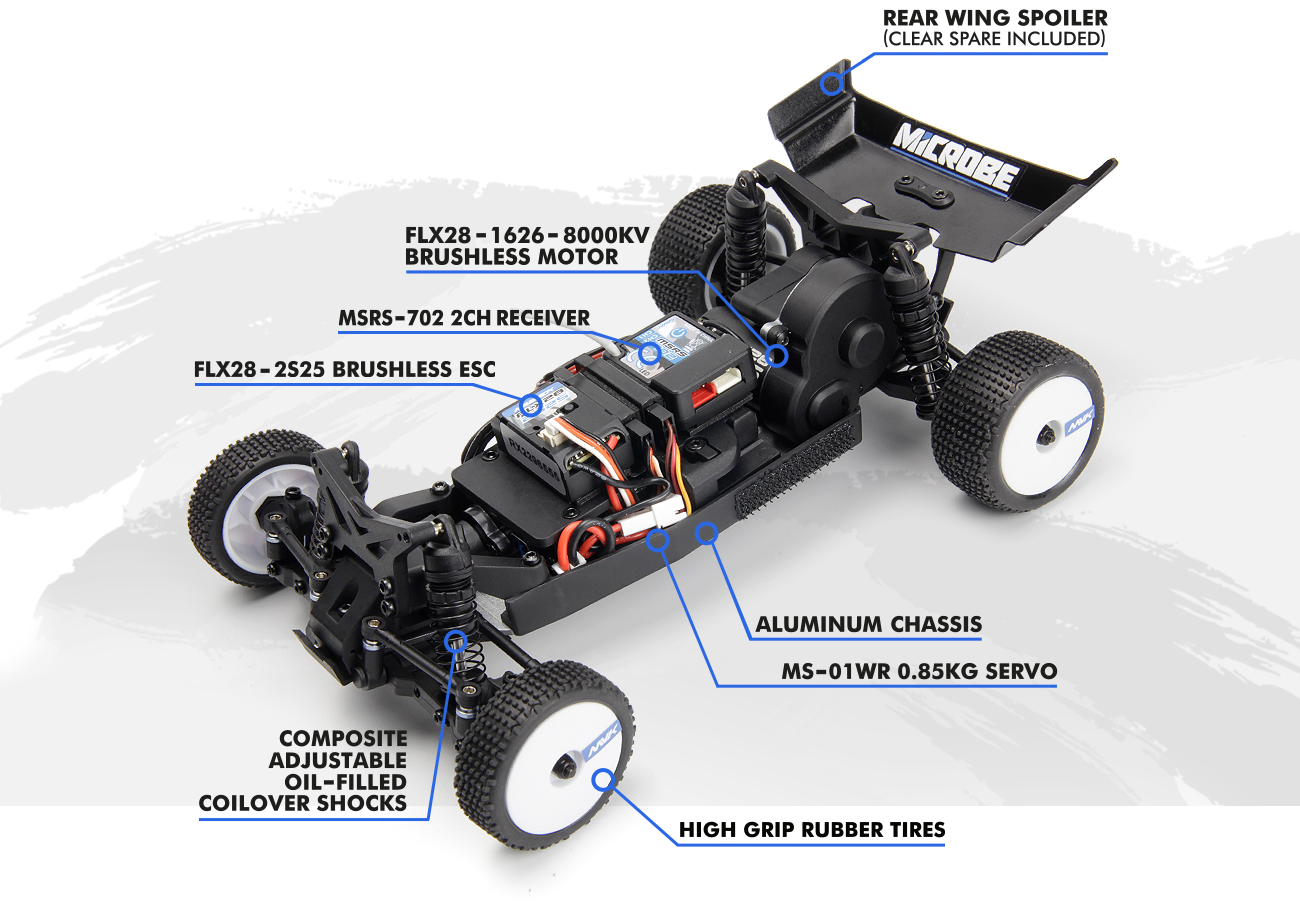 Maverick Microbe Flux 1/24 4WD Mini Buggy Blau Brushless150870 - Abbildung 6