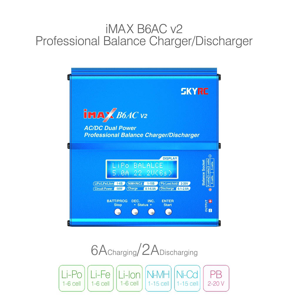 SkyRC iMAX B6AC V2 Ladegerät LiPo 1-6s 5A 50W SK-100008
