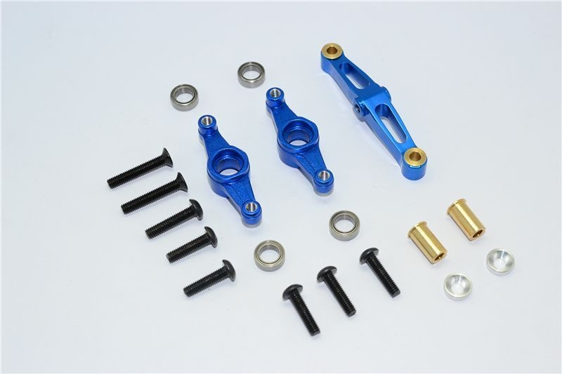 GPM Alu Lenkungs-Set mit Kugellager blau Tamiya TT02