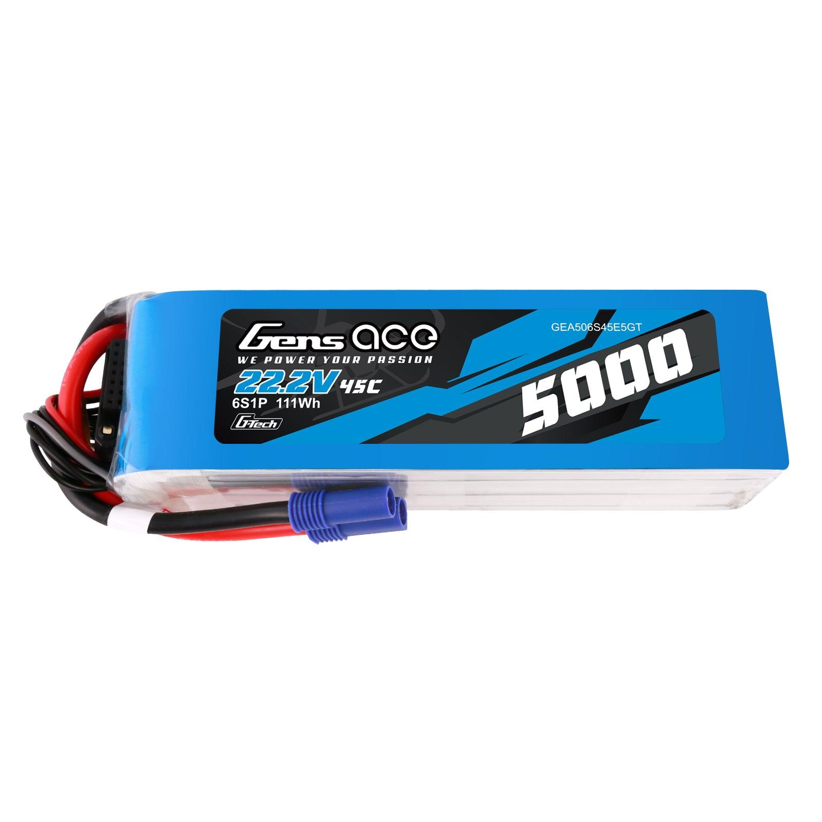 Gens Ace G-Tech 5000mAh 22.2V 45C 6S1P Lipo Akku Pack mit EC5 Stecker GEA506S45E5GT