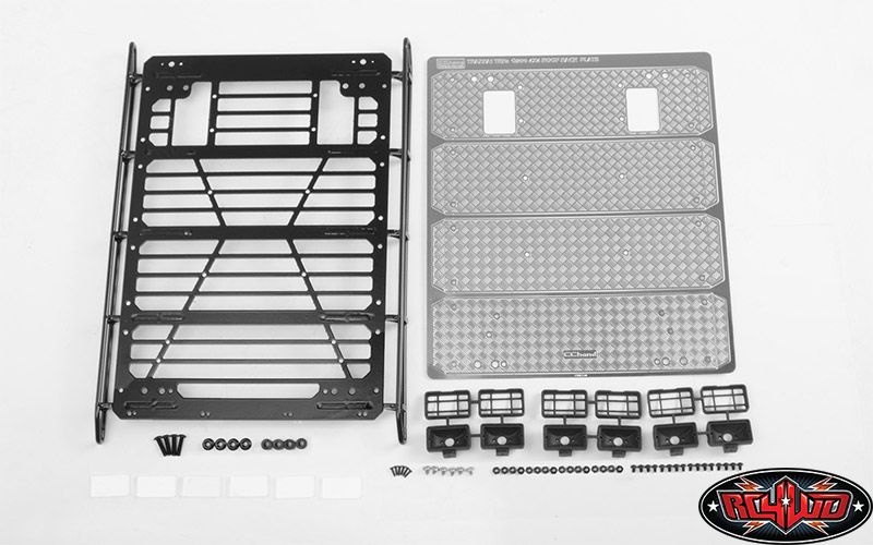 RC4WD Command Roof Rack w/ Diamond Plate & 6x Square Lights VVV-C1001