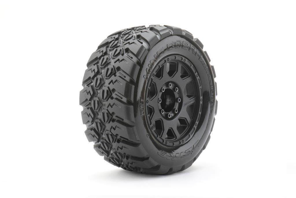 Jetko Extreme Tyre Monster Truck King Cobra Belted on 3.8" 17mm Black Rims JK1802CB