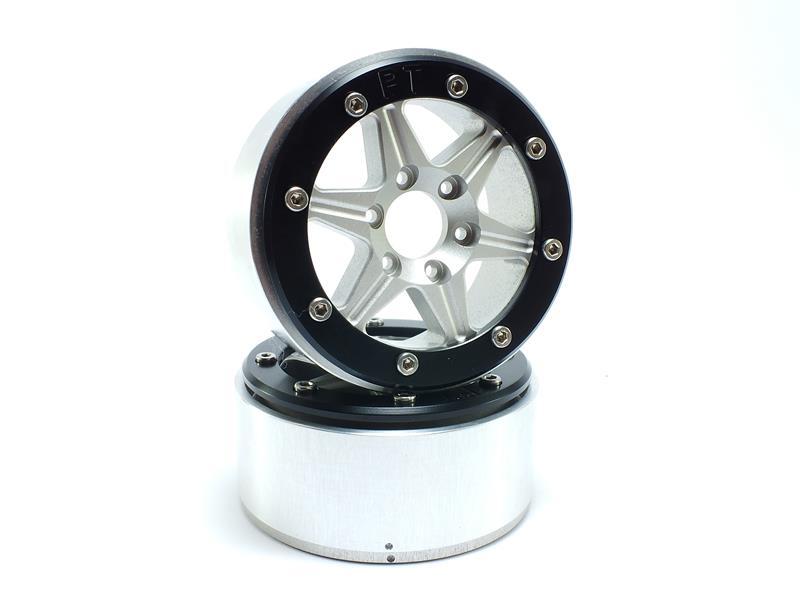 Metsafil Beadlock Wheels SIXSTAR silber/schwarz 1.9 (2 St.) ohne Radnabe MT5010SB