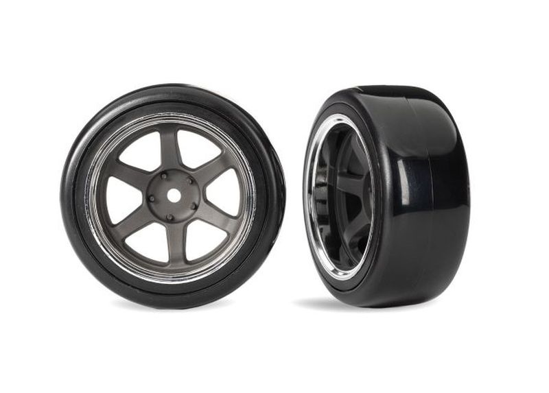 Traxxas Drift-Reifen hart auf 1.9 6-Speichenfelgen grau hinten (2) 4-Tec Drift 10575 - Abbildung 1