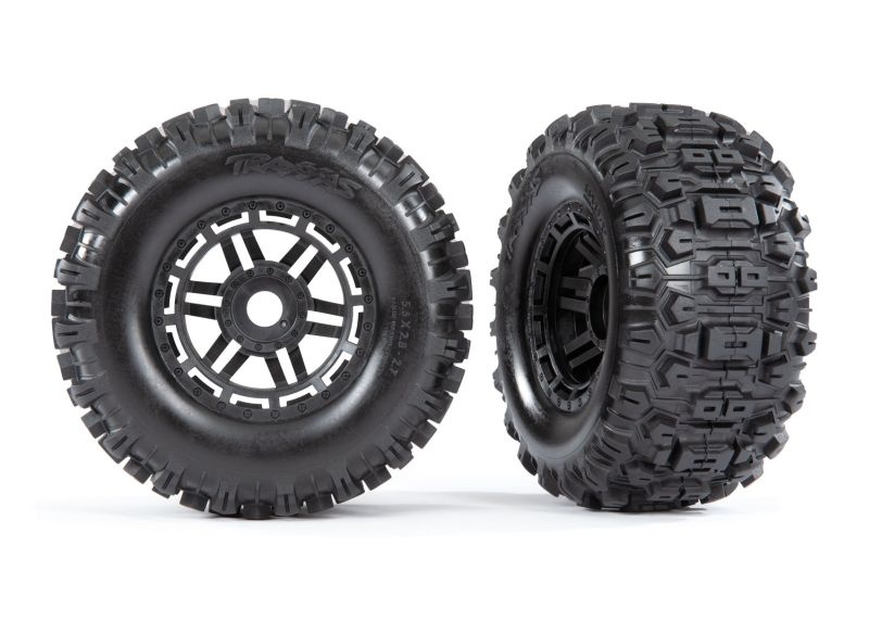 Traxxas Reifen auf Felge schwarz (Dual-Profil 2.8/3.6) Sledgehammer 8973