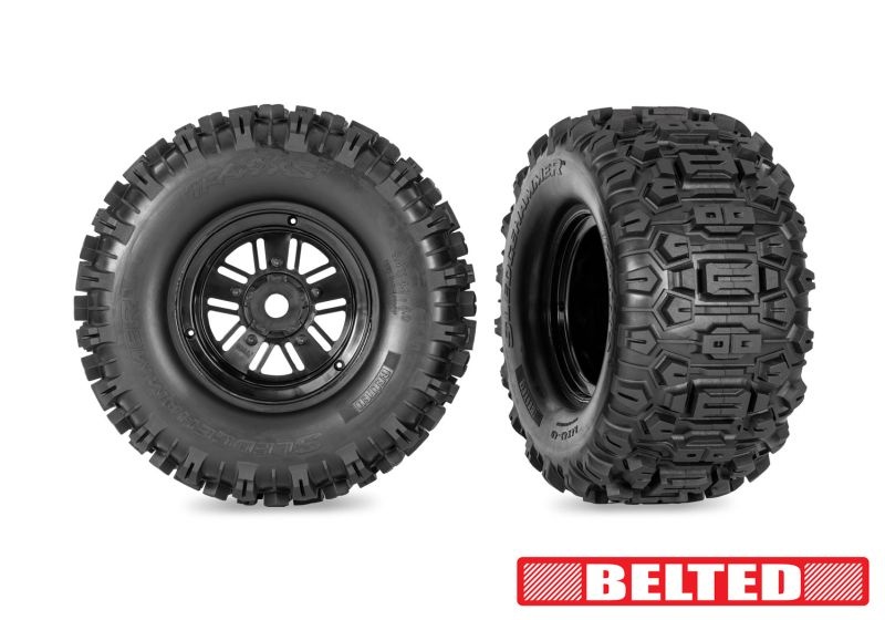 Traxxas Sledgehammer Reifen belted auf Felge schwarz (2) Funco 10945