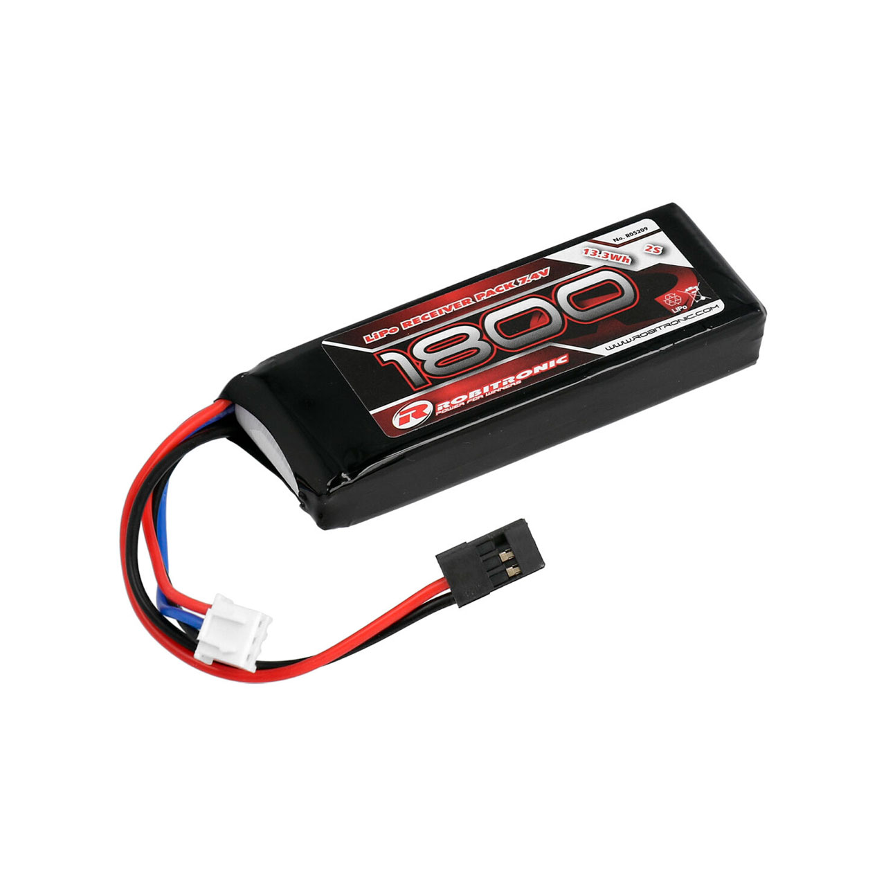 Robitronic LiPo Akku 1800mAh 2S 14x31x86mm Empfängerpack R05209 - Abbildung 1
