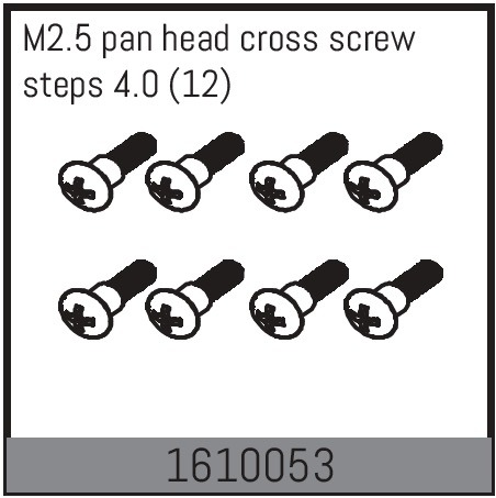 Absima M2.5 pan head cross screw steps 4.0 (12 Pcs.) 1610053