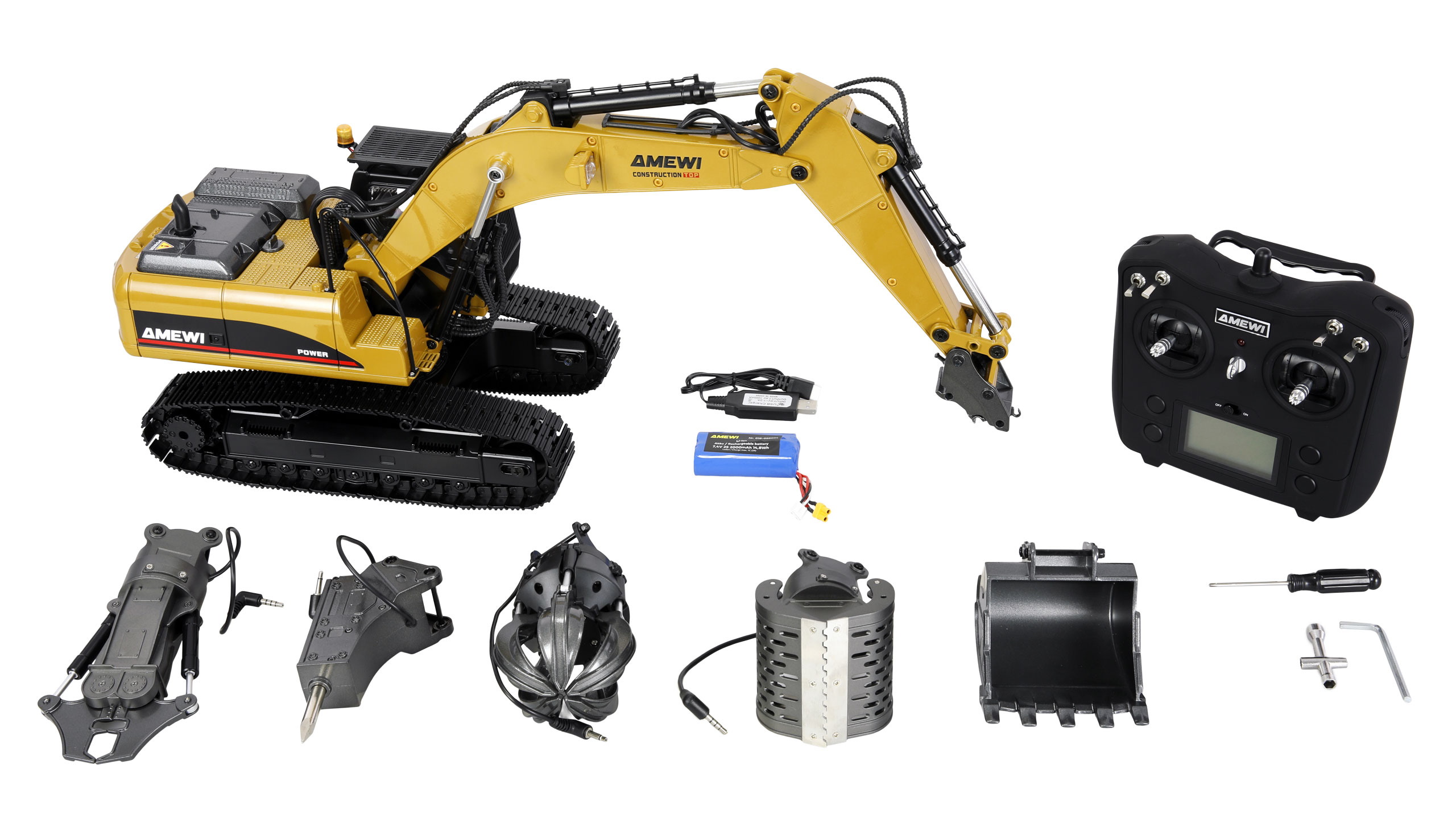 Amewi G705E Bagger Metall 1:14 RTR gelb 22732