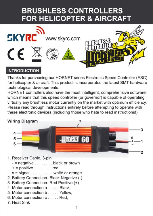 SkyRC Hornet 60A ESC Air & Heli Brushless* SK-300023-01