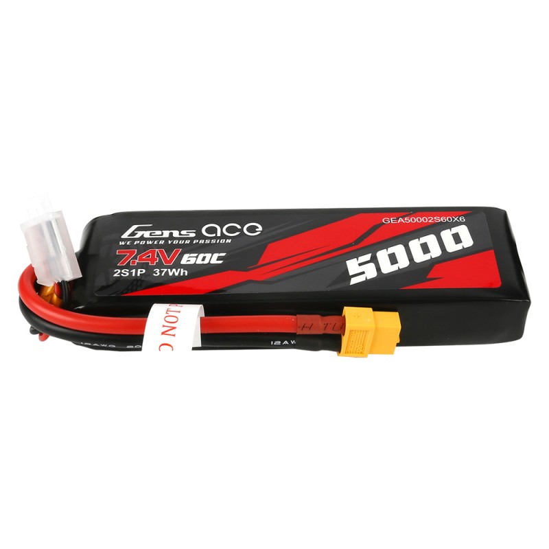 Gens ace Akku LiPo 2S 7.4V 5000mAh 60C (XT60) 133x42x20mm 247g GEA50002S60X6