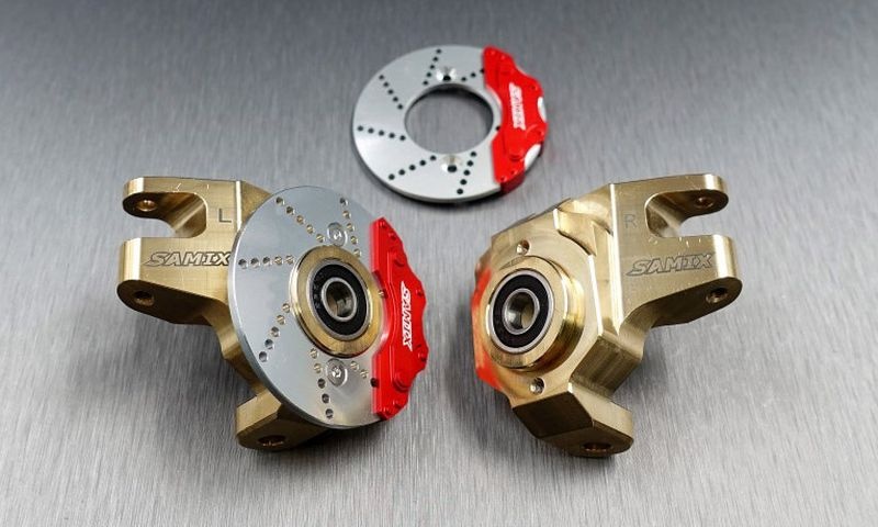 SAMIX brass heavy steering knuckle gold color with br ro & ca 559g für SCX-6 SCX6-4412GFS