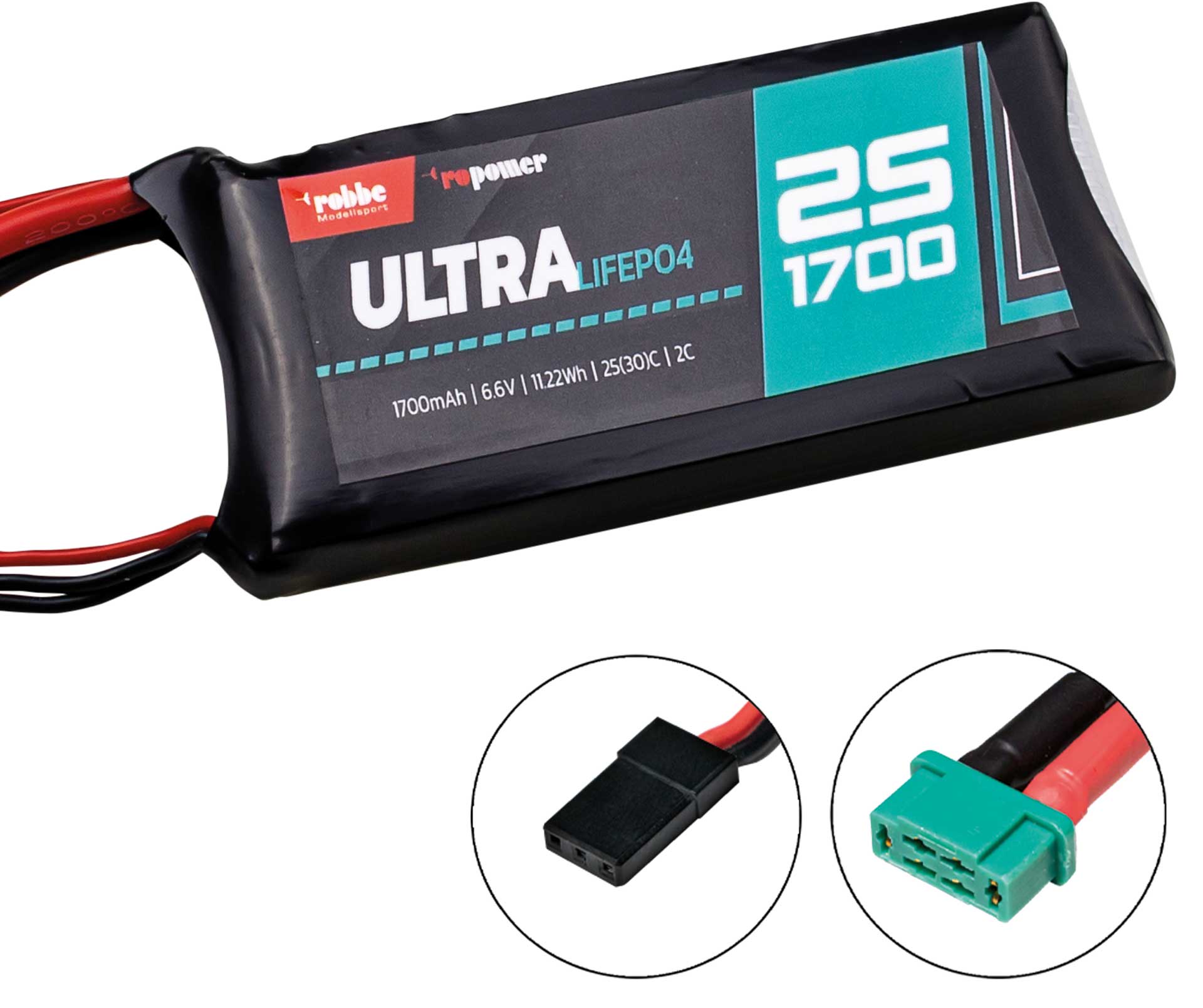 Robbe RO-POWER ULTRA LIFEPO4 1700MAH 6,6V 25(30C) 2S LIFEPO4 Akku MPX/JR/XH Stecker 7412