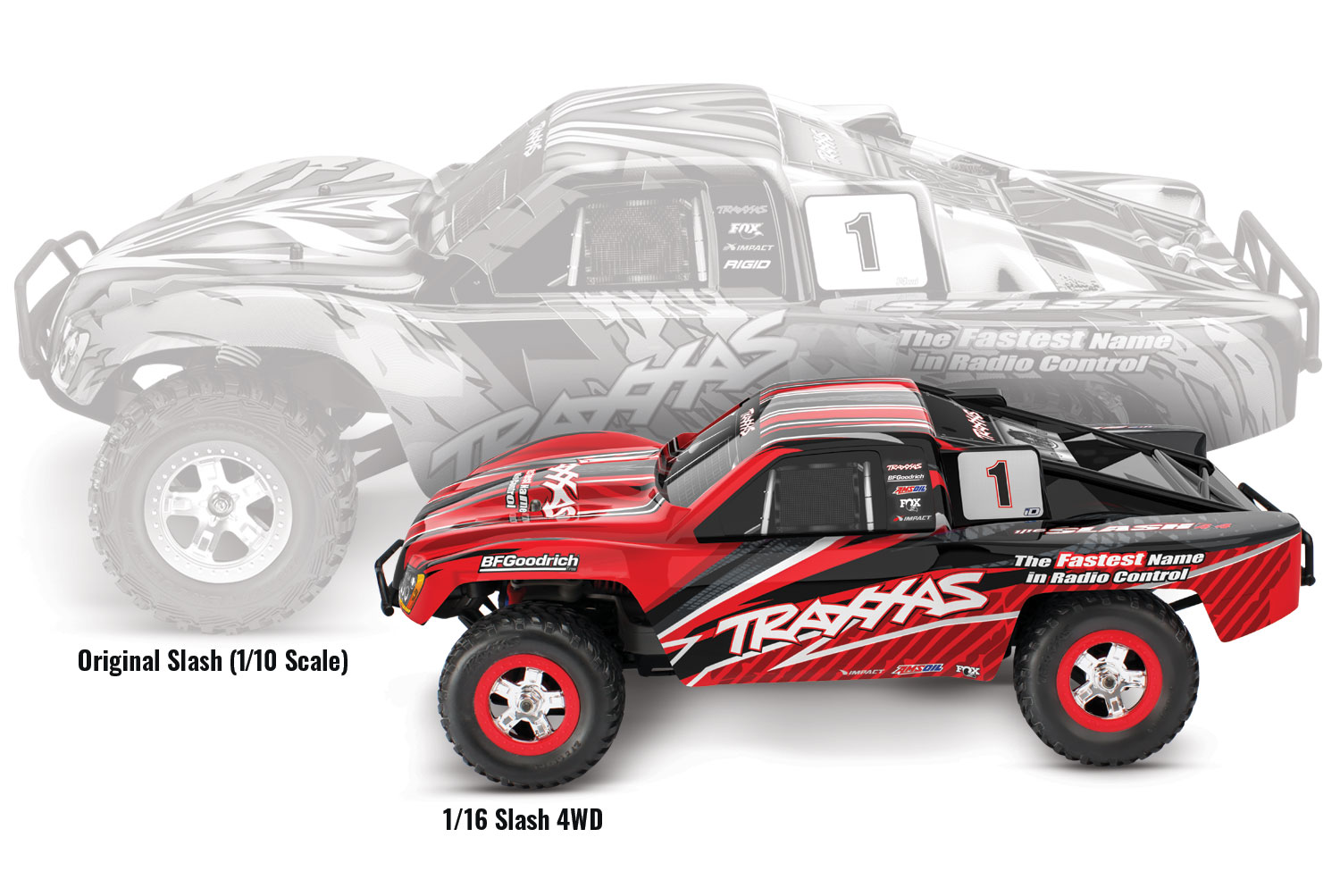 Traxxas Slash 4x4 1/16 Rot RTR Brushed mit Akku & USB-C Lader 70054-8 - Abbildung 6