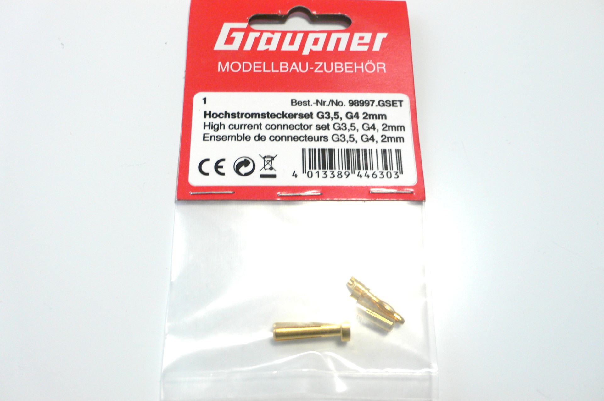 Graupner 98997.GSET Hochstromsteckerset G3,5, G4, 2mm
