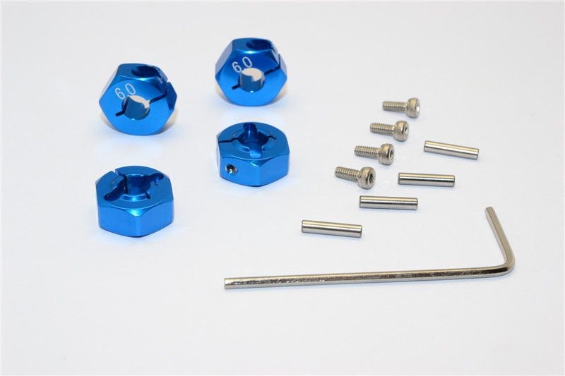 GPM Alu Hex-Adapter eloxiert blau (4 Stk.) Traxxas Slash 4x4, Rally