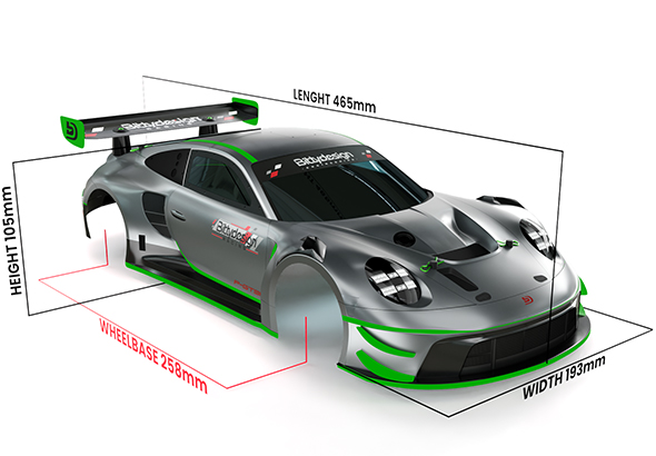 Bittydesign P-GT3R 1/10 GT Clear Body 190mm BDGT-190PGT3R