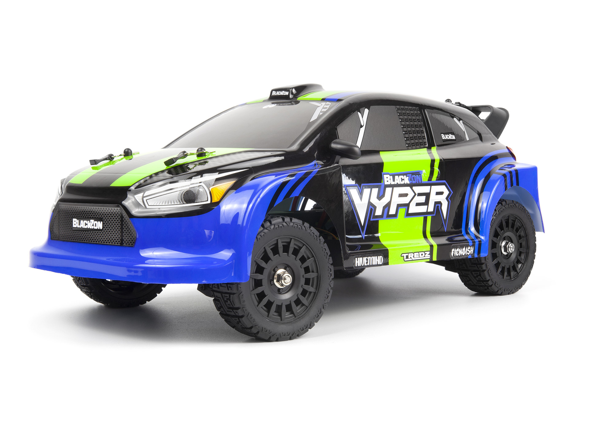 BLACKZON Vyper RX 1/16 4WD Rally Car Blau/Grün 540282 - Abbildung 1