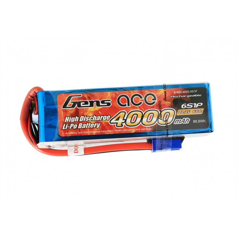 Gens ace Akku LiPo 6S 22.2V-4000-60C (EC5) 139x42x40mm 670g GE1-4000-6C5 - Abbildung 1