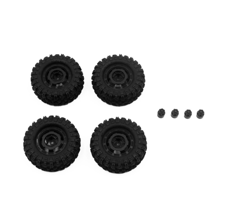Hobby Plus CR-18P Truck Wheel/ Tire Set (Black) 240443