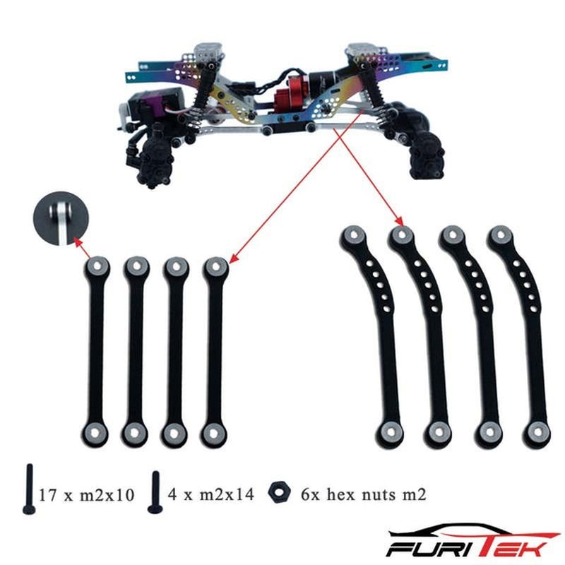 FURITEK ALU HIGH CLEARANCE LINKS SET FOR FCX24 - BLACK FCX24-LINKS FUR-2214