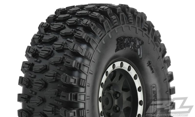 Pro-Line Hyrax 1.9 G8 Rock Terrain Reifen auf Felge v/h (2) Impulse schwarz/silber Plastik Internal Bead-Loc 10128-13