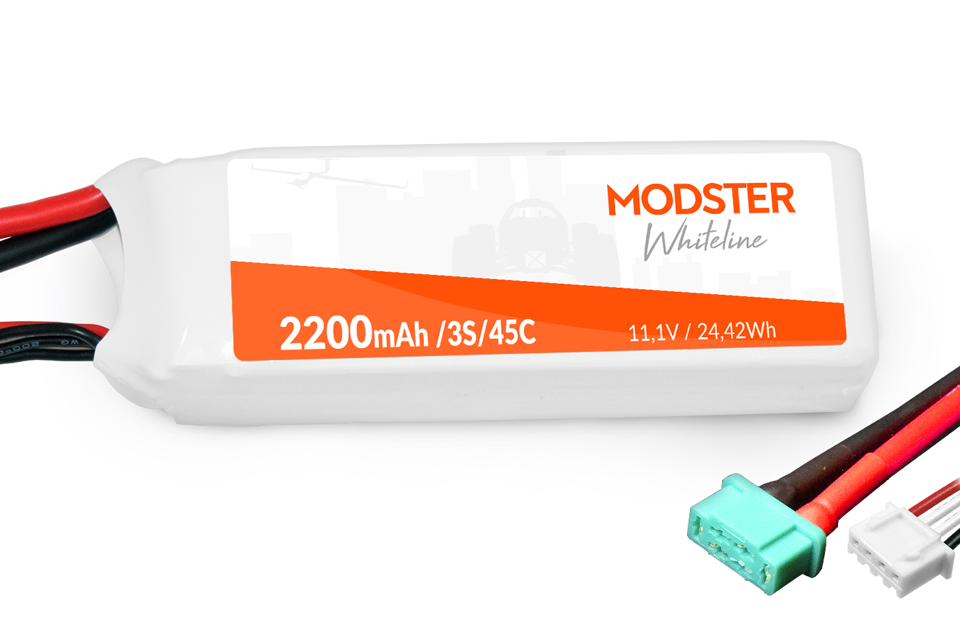 Modster LiPo Akku 3S 11,1V 2200 mAh 45C  (MPX) WhiteLine MD11811