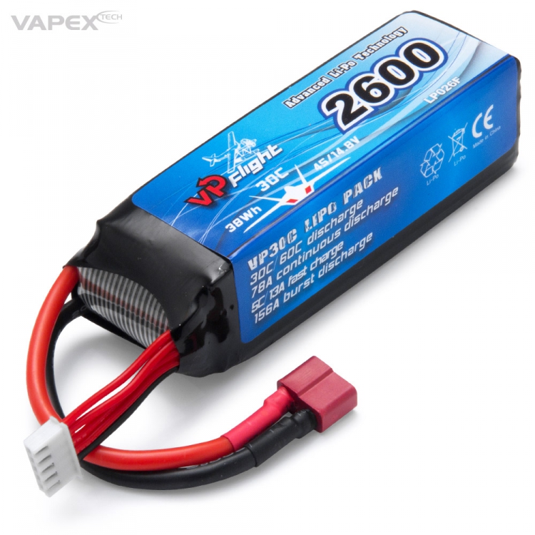 Vapex LiPo Akku 4S 14,8V 2600mAh 30C T-Stecker LP026FD