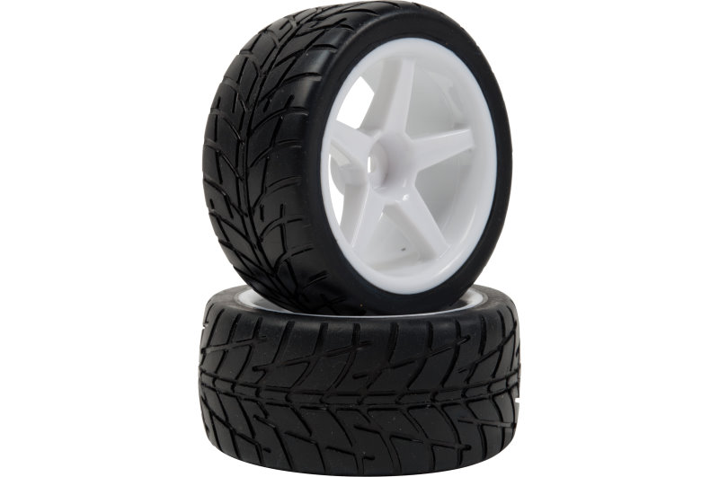 LPR VTEC 1/10 Off-Road Buggy -Racing Slick- Komplettrad - Strassenreifen auf weißer Felge (1 Paar) Hinten 65581