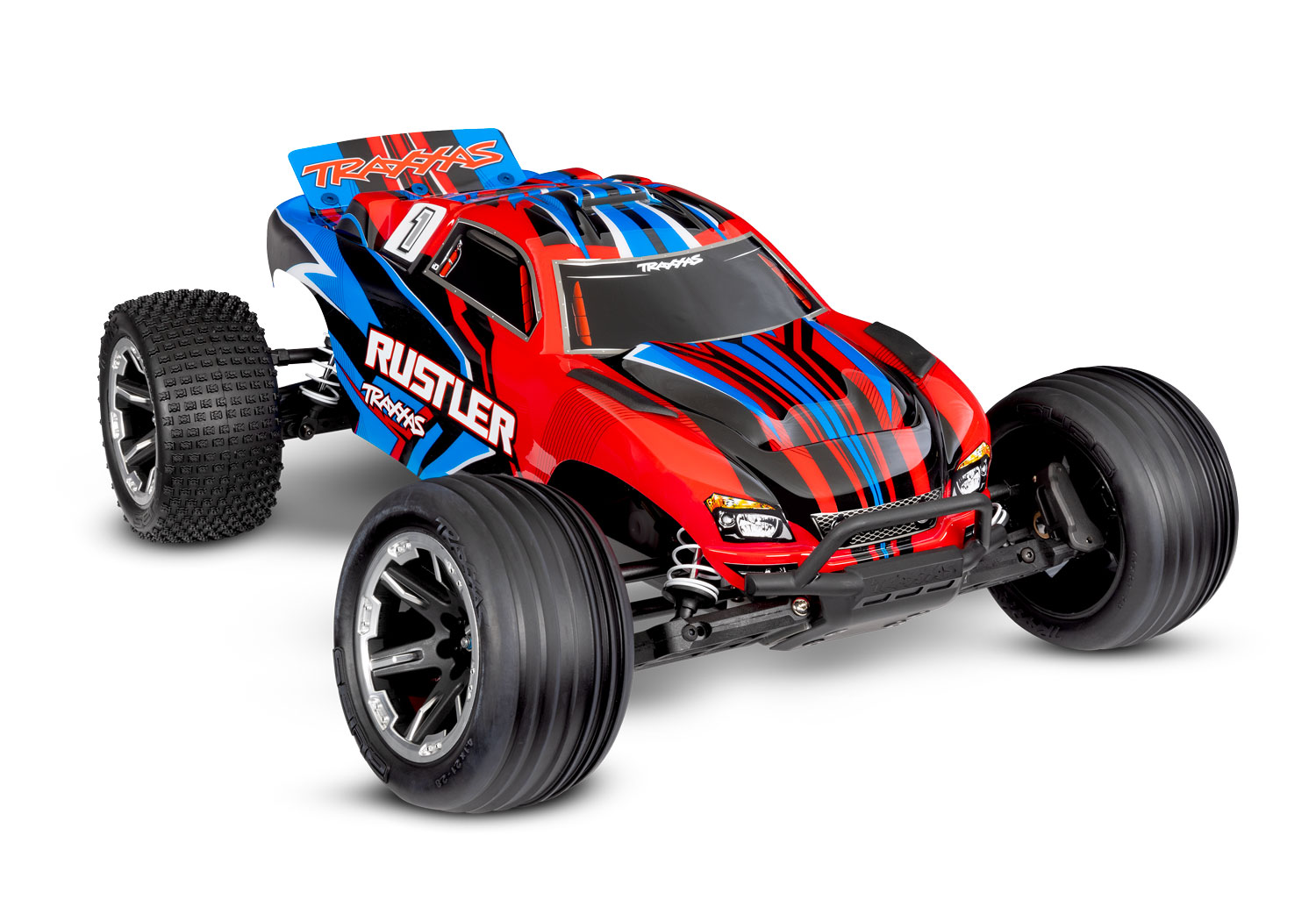 Traxxas Rustler Rot HD 1/10 2WD Stadium-Truck RTR mit Akku & USB-Lader 37254-8