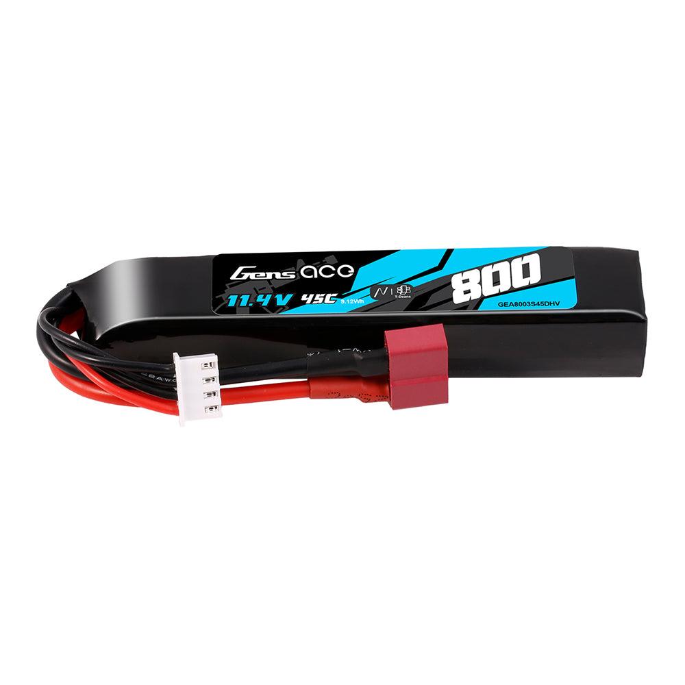 Gens Ace LIPO 800mAh 11.4V 45C 3S1P Deans(T) High Voltage LIPO Akku Pack GEA8003S45DHV