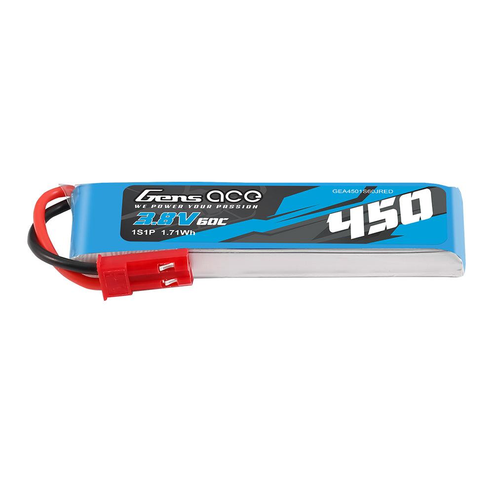 Gens Ace 450mAh 3.8V 60C 1S1P Lipo Akku Pack mit JST-SYP Stecker GEA4501S60JRED