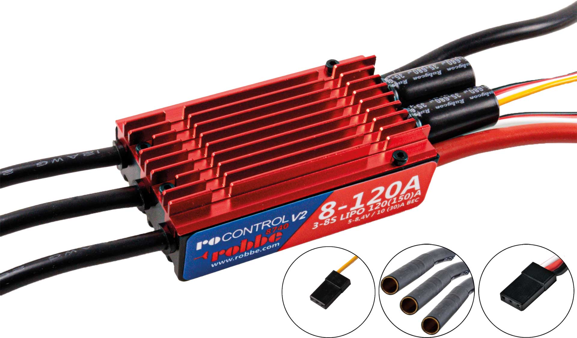 Robbe Ro-Control 8-120 V2 3-8S -120(150)A 5-8,4V/10(30)A Switch BEC Regler 8740