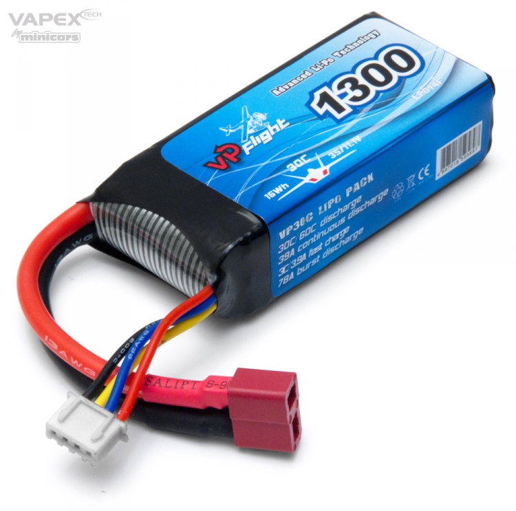 Vapex LiPo Akku 3S 11,1V 1300mAh 30C T-Stecker VPLP014FD