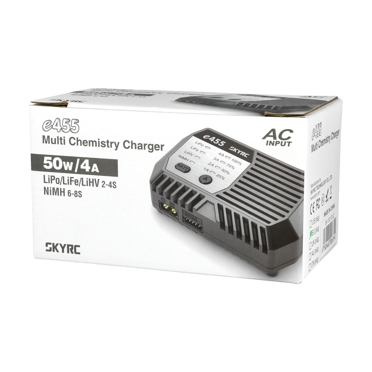 SkyRC e455 AC Ladegerät NiMh 6-8 / LiPo 2-4s 1-4A 50W SK-100170-01