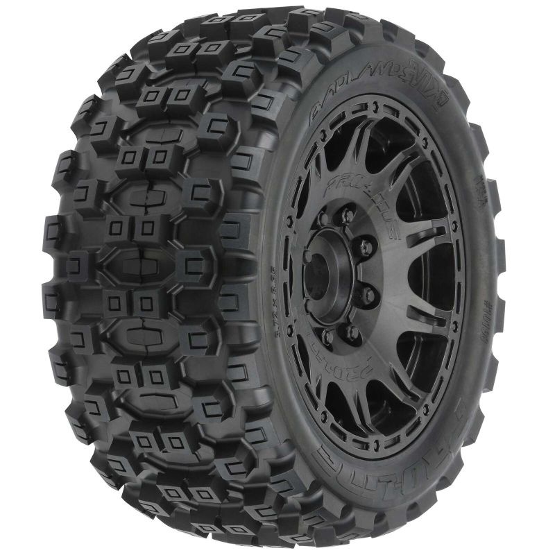 Pro-Line Badlands MX57 All Terrain Truck Reifen v/h (2) 5.7 X-MAXX, KRATON 8S auf RAID-Felge schwarz 10198-10