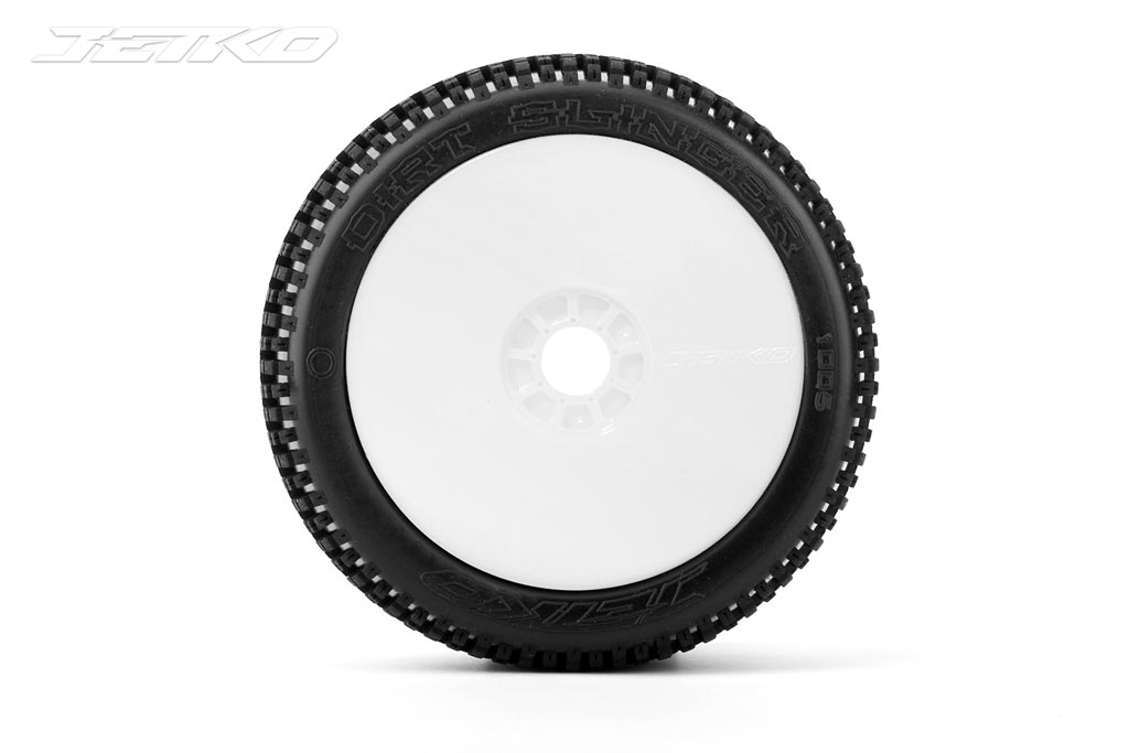 Jetko Dirt Slinger Super Soft verklebt auf Felge Revo weiß 1:8 (2) JK1005SSRW