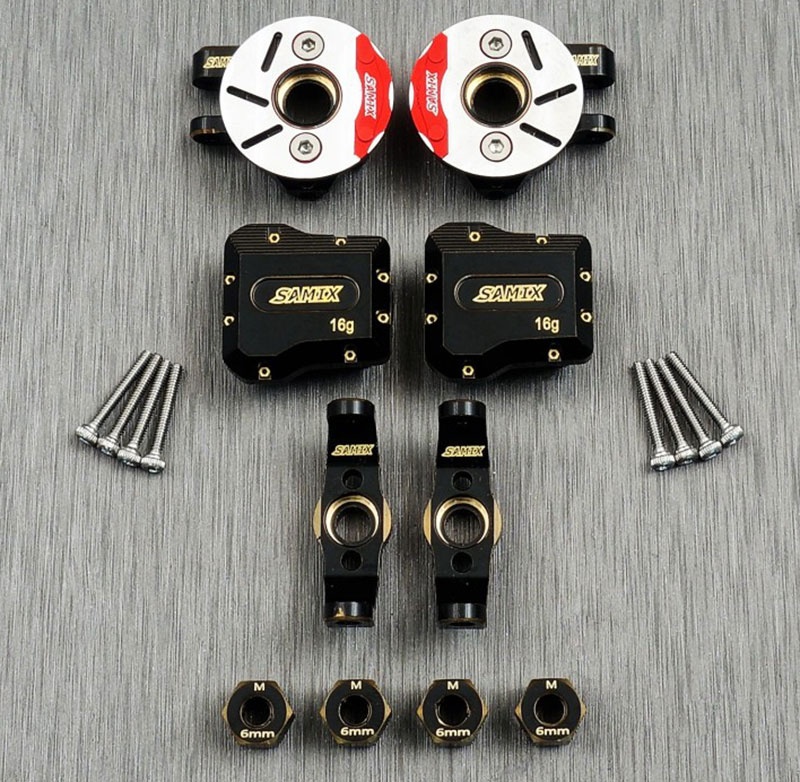 SAMIX Messing Radträger, Lenkhebel,  Bremse kpl & Diff-Cover Set für für Traxxas TRX-4M (71g) TRX4M-4412C5